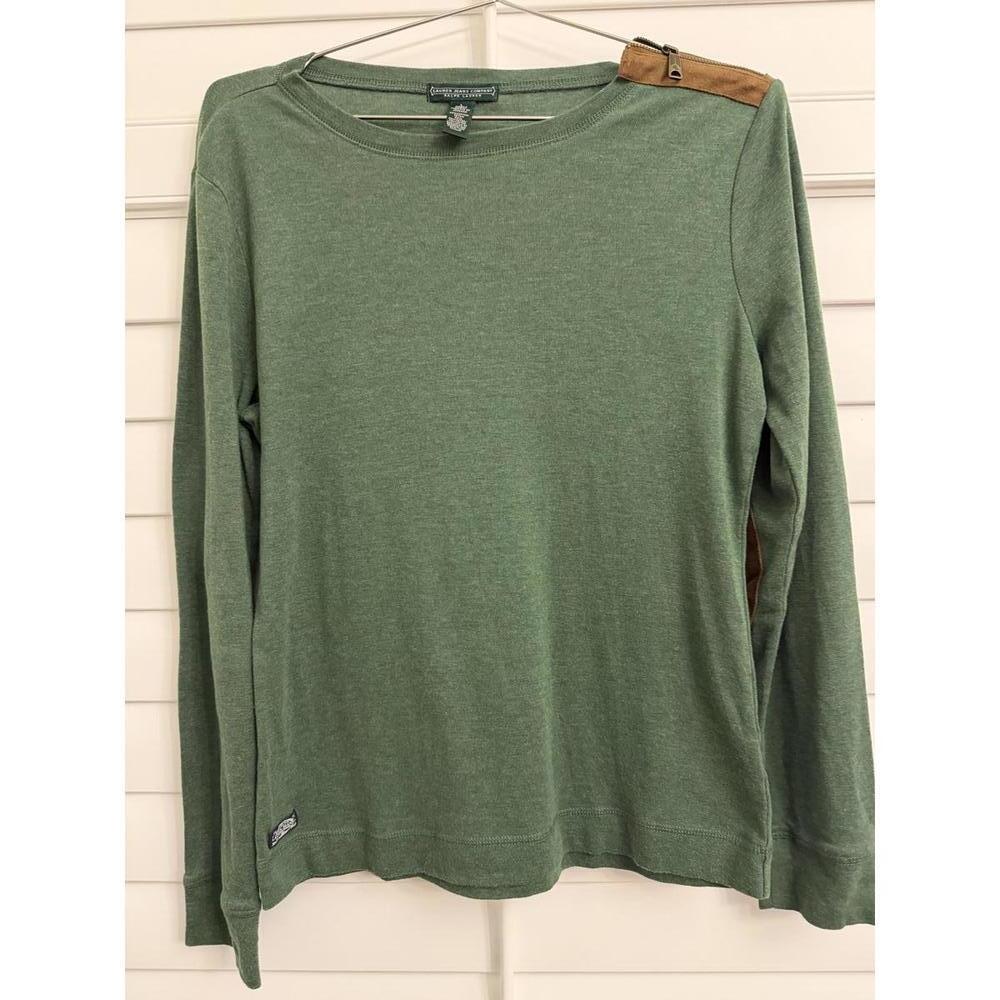 Ralphβ Lauren Jeans Co. green long sleeve with elbow and shoulder detailing